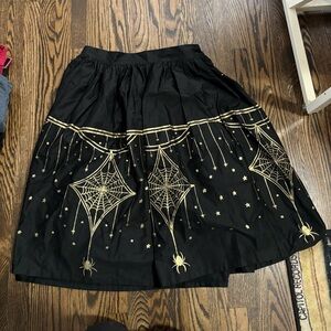 Laura Byrnes Black and Gold Women's Skirt XL spiderweb